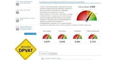 A primeira página traz indicadores, licitações, agenda e links de acesso rápido